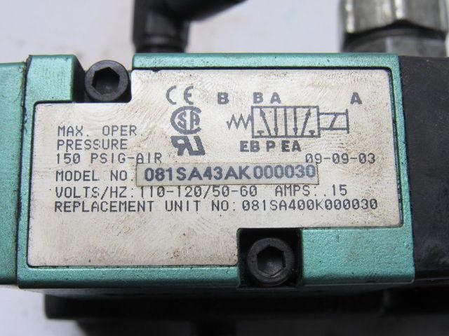 Numatics 081SA43AK000030 2/4  Solenoid Operated Spring Return Valve 110V Coil