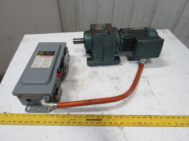 Sew Eurodrive  R57DT80K4 80:1 .75Hp 230/460YV 30mm Shaft 2240# Inline Gear Motor