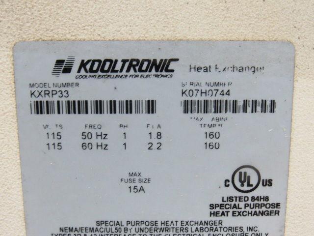 Kooltronic KXRP33 115V 50/60Hz Panel Mount Heat Exchanger Cooling Unit