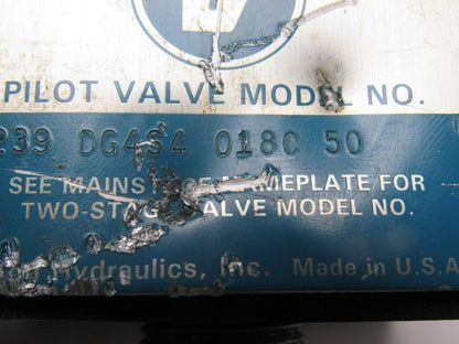 Vickers DG4S4018C50 Single Solenoid Operated Directional Valve 110V Coil