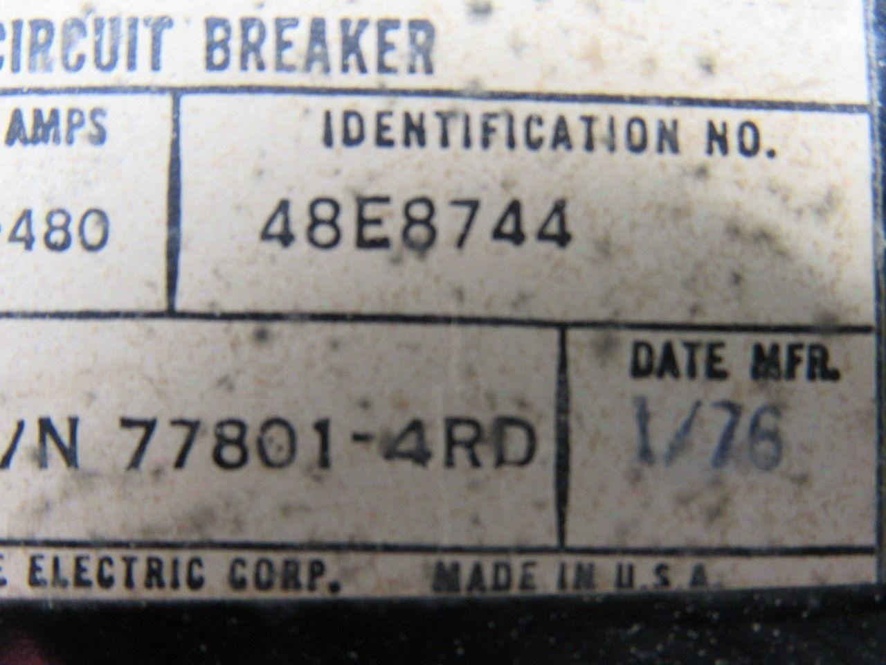 Westinghouse 48E8744 600AC 100A 3Pole 160-480A Trip Range DE-Ion Circuit Breaker