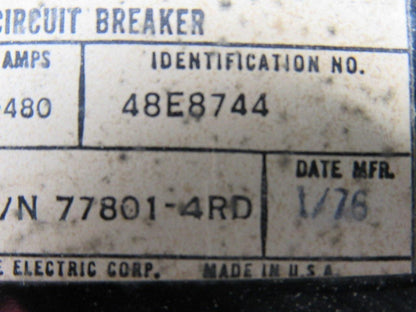 Westinghouse 48E8744 600AC 100A 3Pole 160-480A Trip Range DE-Ion Circuit Breaker