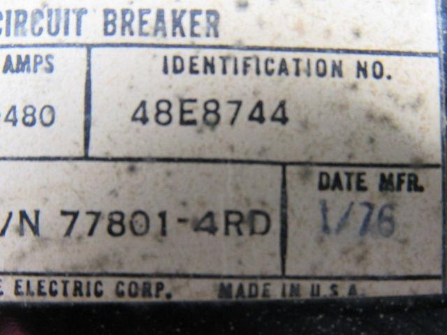 Westinghouse 48E8744 600AC 100A 3Pole 160-480A Trip Range DE-Ion Circuit Breaker