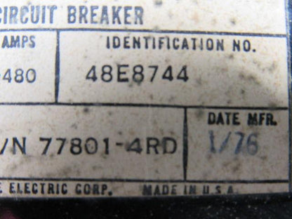 Westinghouse 48E8744 600AC 100A 3Pole 160-480A Trip Range DE-Ion Circuit Breaker