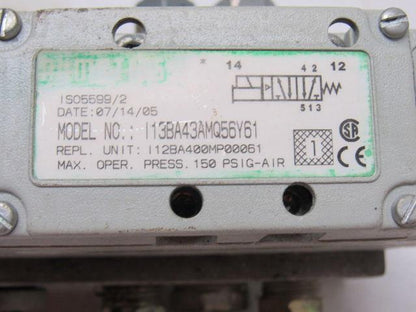 Numatics 13BA43AMQ56Y61 Pneumatic Air Solenoid Valve 24VDC W/manifold Block