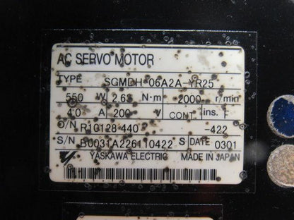 Yaskawa SGMDH-06A2A-YR25 AC Servo Motor