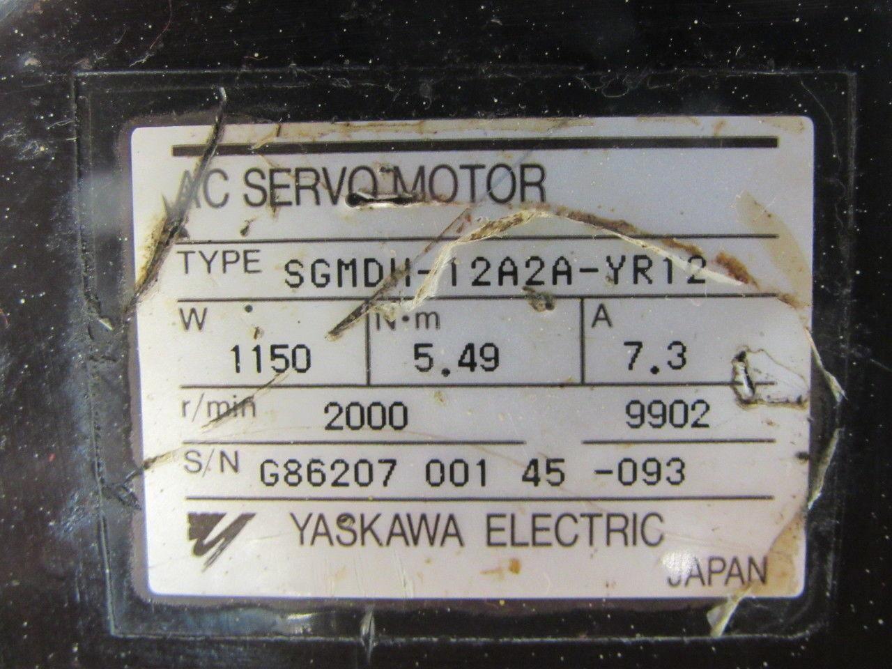 Yaskawa SGMDH-12A2A-YR12 1150W 5.49Nm 7.3A 2000RPM AC Servo Parts/Repair