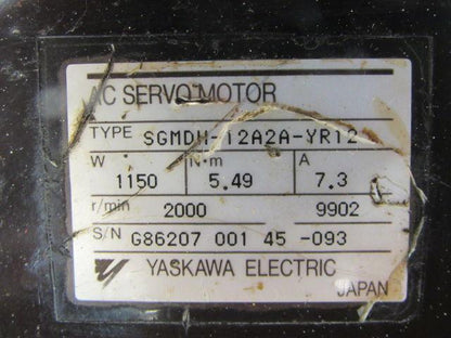 Yaskawa SGMDH-12A2A-YR12 1150W 5.49Nm 7.3A 2000RPM AC Servo Parts/Repair