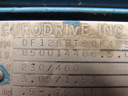 Sew Eurodrive DF12BDT80K4 1/2-3/4Hp 2250/450RPM 230/460V Varimot Speed Drive