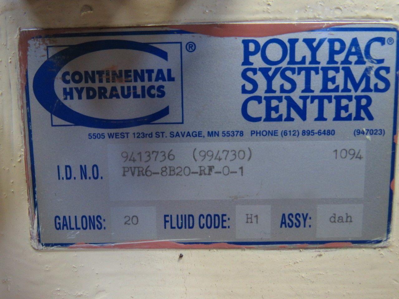 Continental PVR6-8B20-RF-0-1 20 Gallon 7.5Hp 208-230/460V Hydraulic Unit