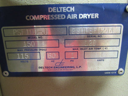 Deltech PSF100-J Compressed Air Dryer 150 psi Max 115V 1A 120 F