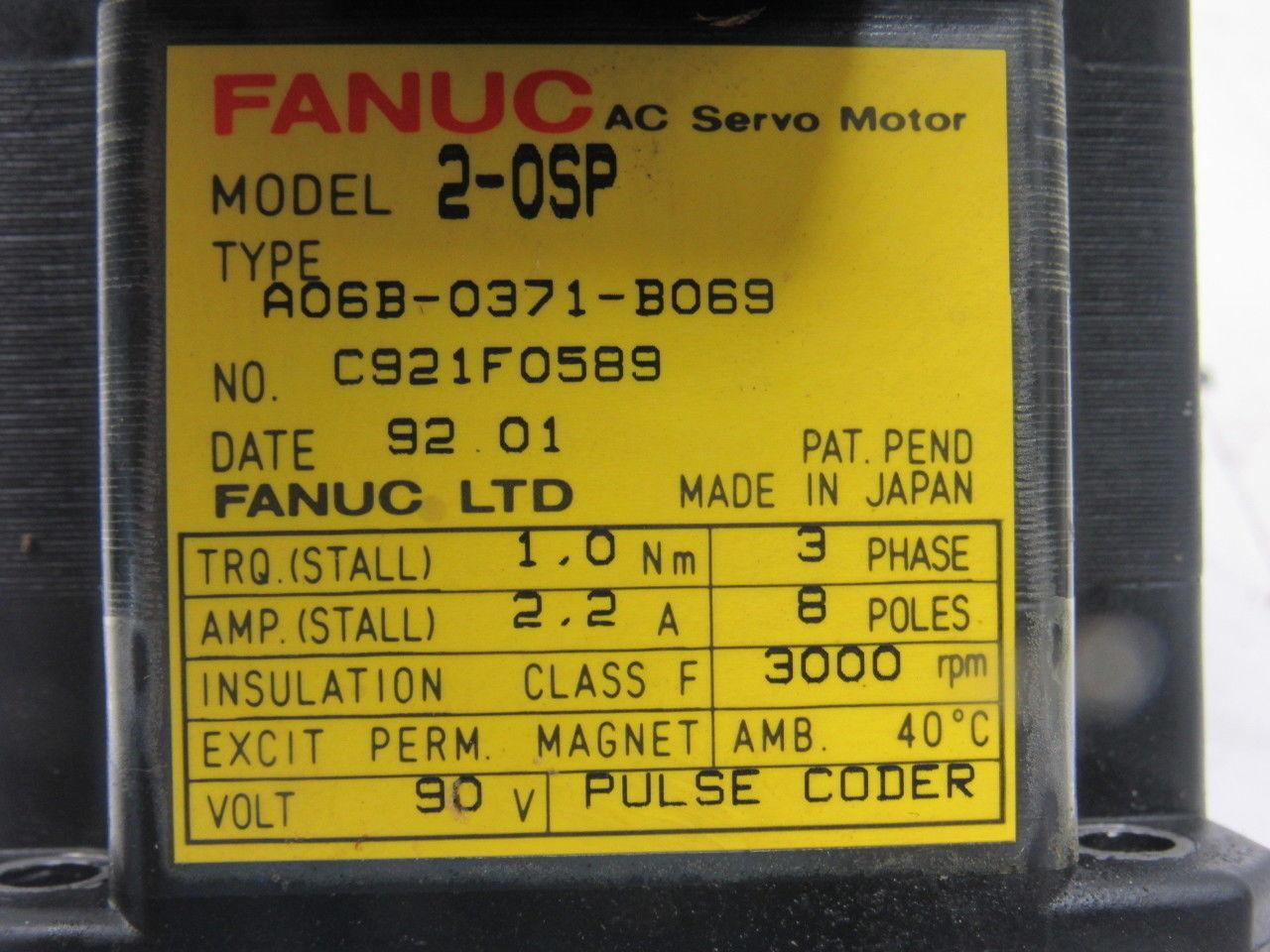Fanuc A06B-0371-B069 2-OSP Ac Servo Motor