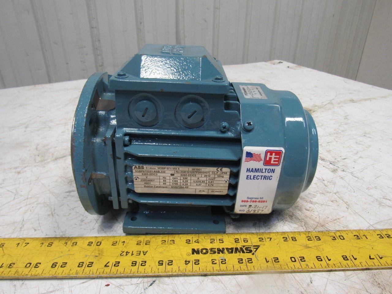 ABB MM07254-PP 0.25kW 1368/1705RPM 50/60Hz 230-400/460V 3Ph Motor