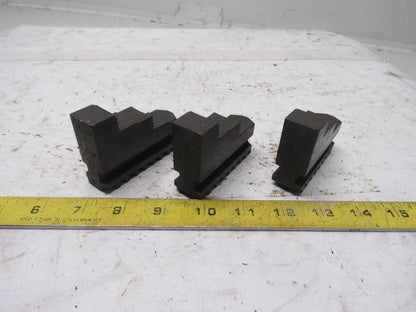 46 7 2" T x 3" Long Lathe Hard Step Jaw Set Lot Of 3