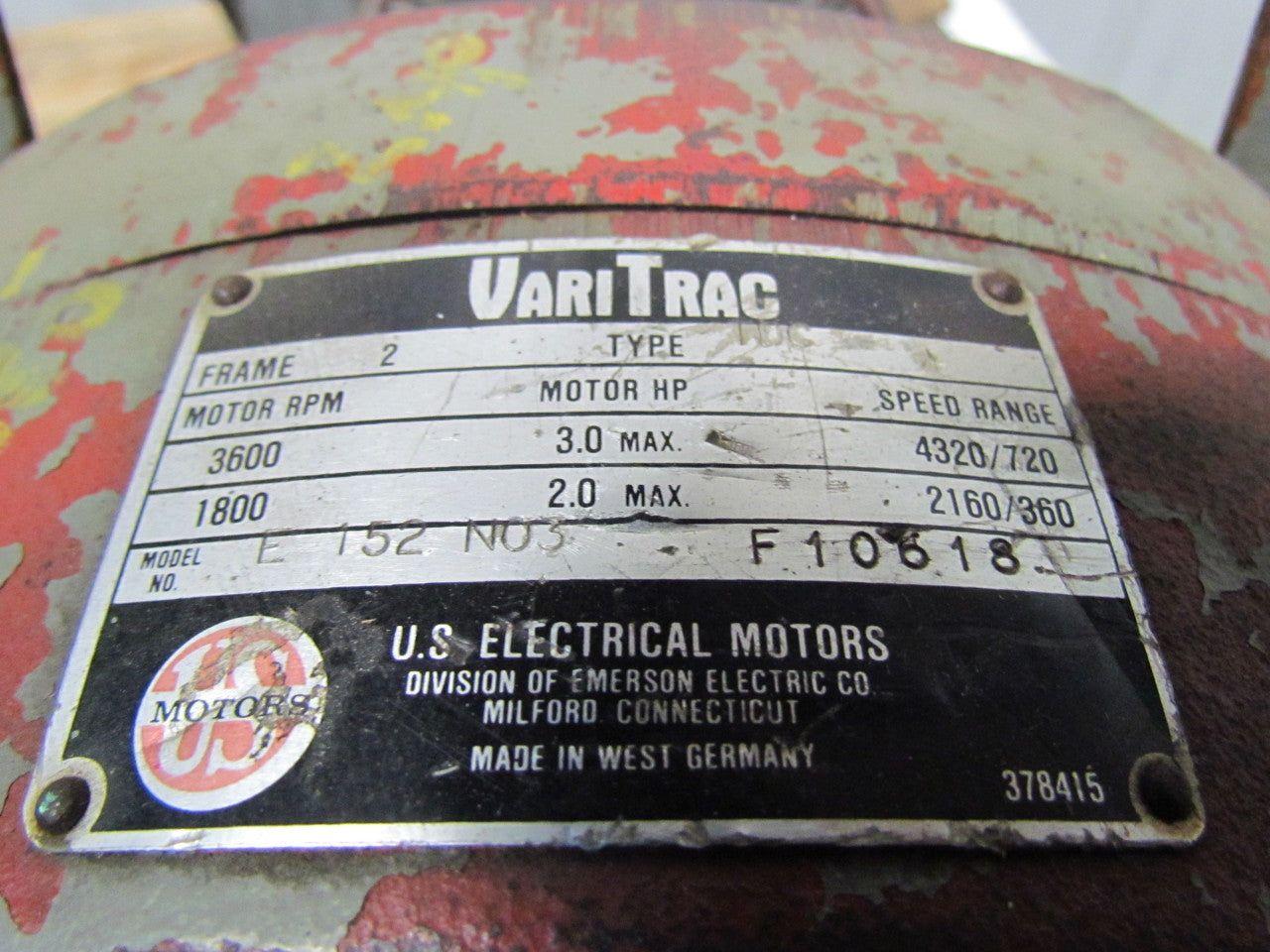 US Motors VariTrac 2Hp 230/460V 50/60Hz Manual Speed Adjust LH Output Gear Motor