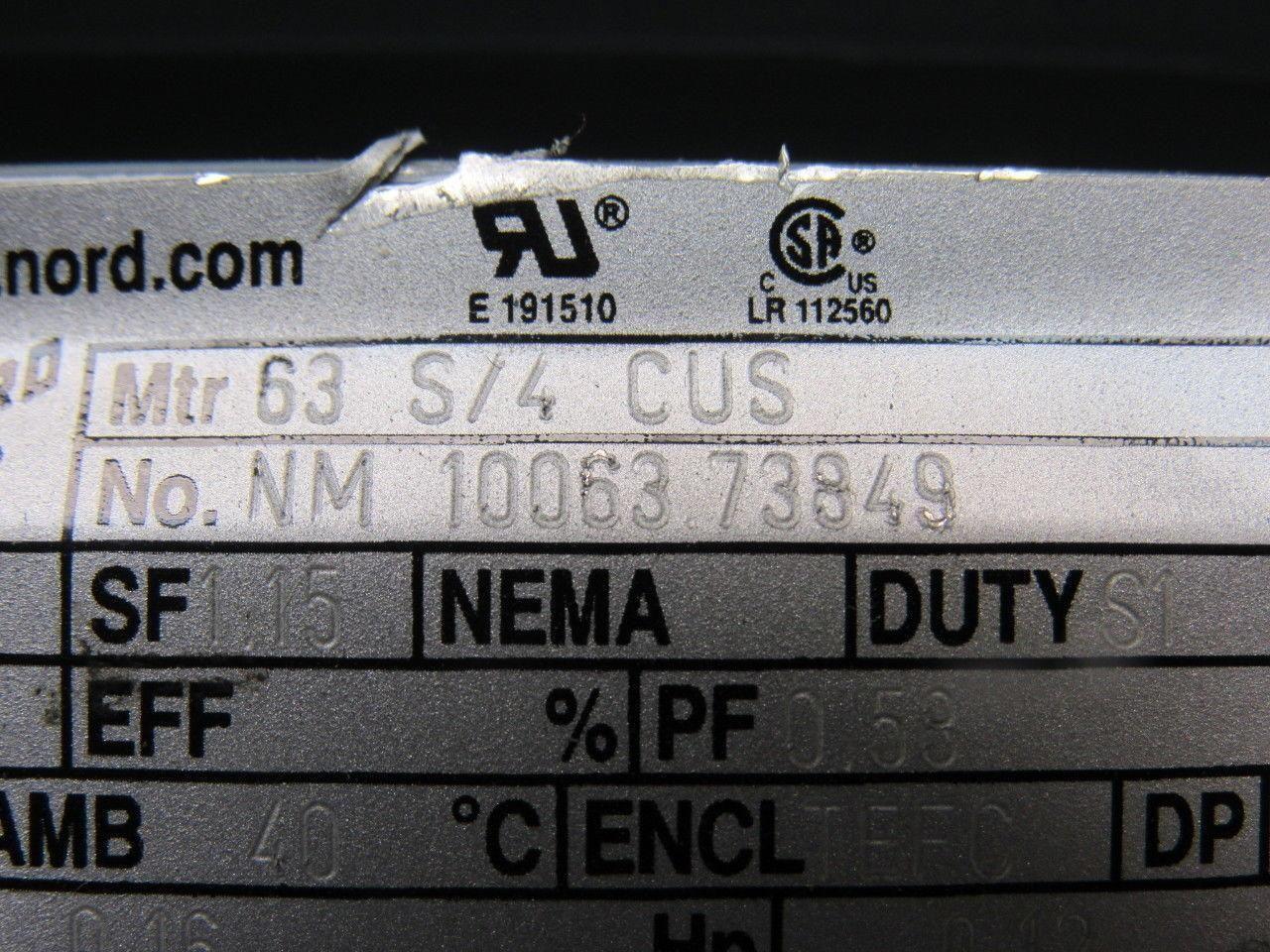 Nord 63S/4 0.16Hp 277/480V 60Hz 252RPM Output 14mm Shaft Right Hand Gear Motor