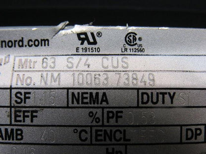 Nord 63S/4 0.16Hp 277/480V 60Hz 252RPM Output 14mm Shaft Right Hand Gear Motor