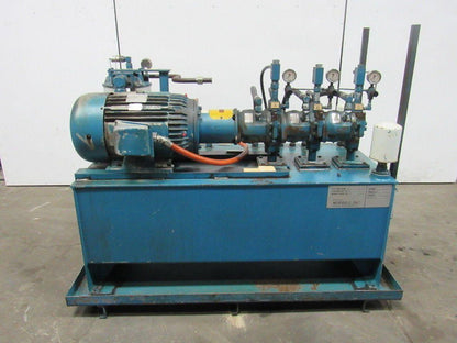 15HP 100 Gal. Hydraulic Power Unit W/Triple Stack Pumps 460V 3Ph