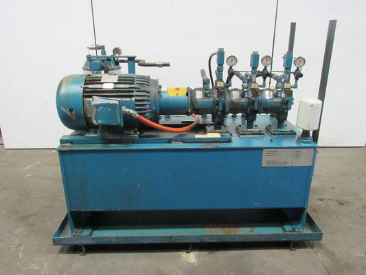 15HP 100 Gal. Hydraulic Power Unit W/Triple Stack Pumps 460V 3Ph