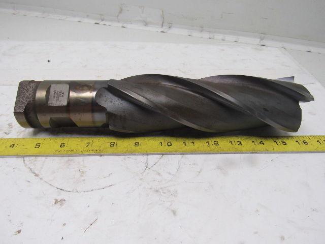 Quinco 2-1/2" 346.6mm 4 Flute Spiral End Mill 2" Combo Shank 8" Cut