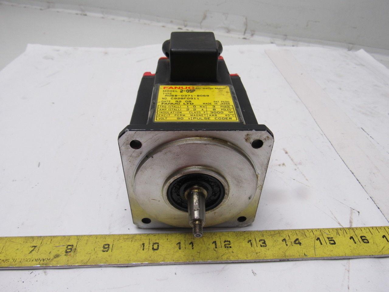 Fanuc A06B-0371-B069 90V 1.0Nm Stall 3Ph 3000RPM Perm Magnet AC Servo Motor
