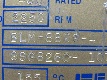 Emerson BLM-8800-4 460V 2250RPM 80A Stall 150Hz Brushless Perm Mag Servo Motor