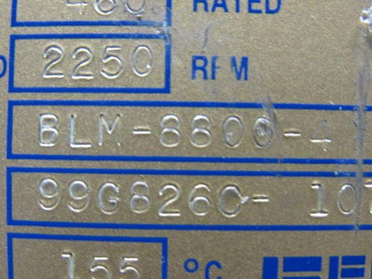 Emerson BLM-8800-4 460V 2250RPM 80A Stall 150Hz Brushless Perm Mag Servo Motor