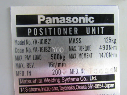 Panasonic YA-1GJB21 125 kg Robotic Robot Positioner