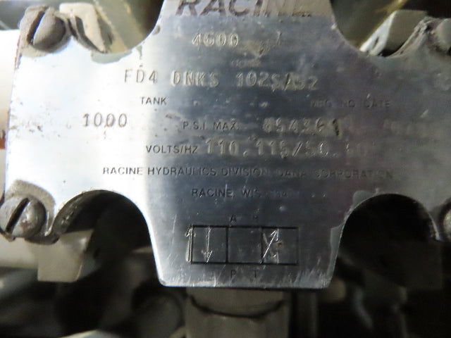 Racine 3HP 208230/460V 3PH Hydraulic Power Unit 25 Gal Tank W/Control Panel