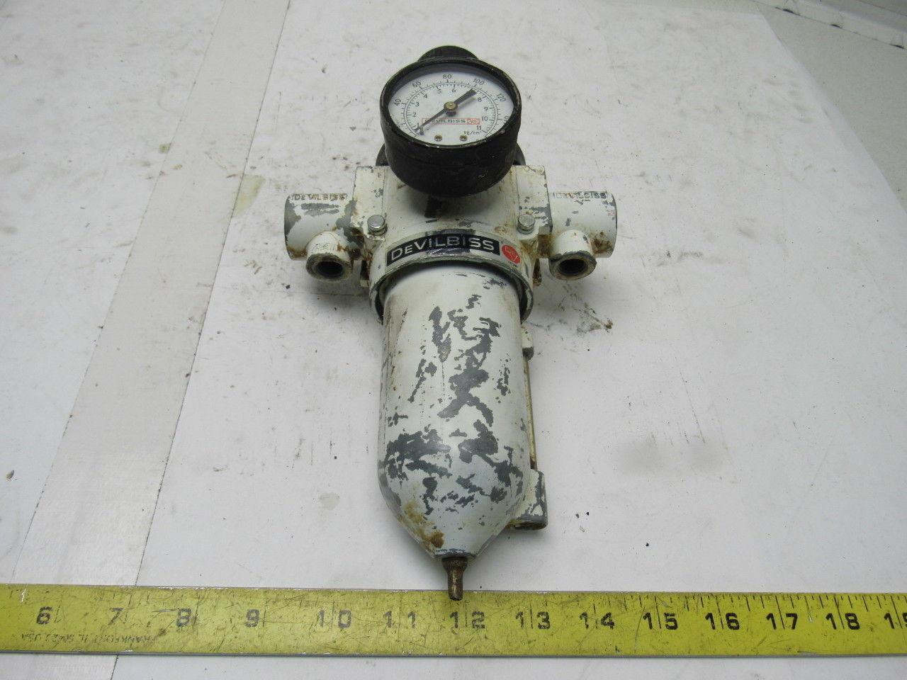 Devilbiss HLT-510 Pneumatic Filter Regulator 1/2" In 1/4" out 250 PSI max.