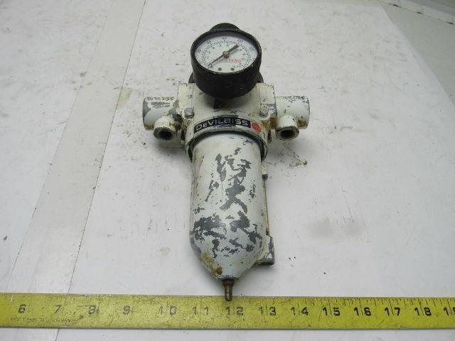 Devilbiss HLT-510 Pneumatic Filter Regulator 1/2" In 1/4" out 250 PSI max.