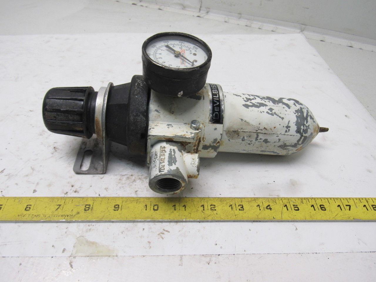 Devilbiss HLT-510 Pneumatic Filter Regulator 1/2" In 1/4" out 250 PSI max.