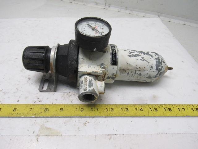Devilbiss HLT-510 Pneumatic Filter Regulator 1/2" In 1/4" out 250 PSI max.