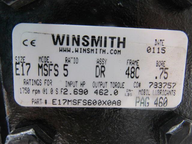 Winsmith E17MSFS5DR48C.75 5:1 Ratio 1750RPM 2.69Hp Input 350RPM Output Gear Box