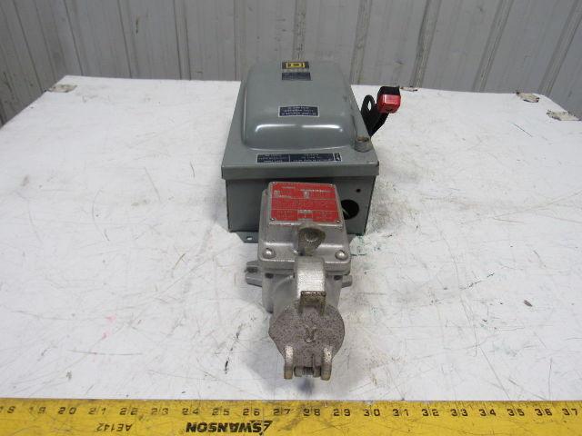 Square D Pyle YXA13032-G 600V 20Hp 30A 3Ph Fused 3 Pole Disconnect 4P Plug
