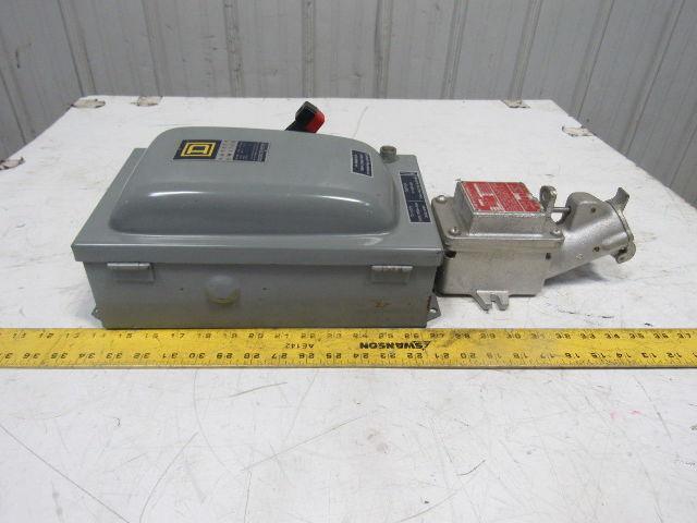 Square D Pyle YXA13032-G 600V 20Hp 30A 3Ph Fused 3 Pole Disconnect 4P Plug
