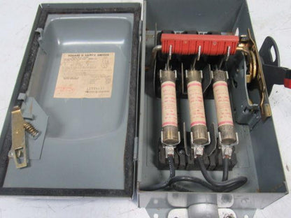 Square D Pyle H362AWK JRCBB-36036 60A 600V 3P Fused Disconnect W/ Style J Plug