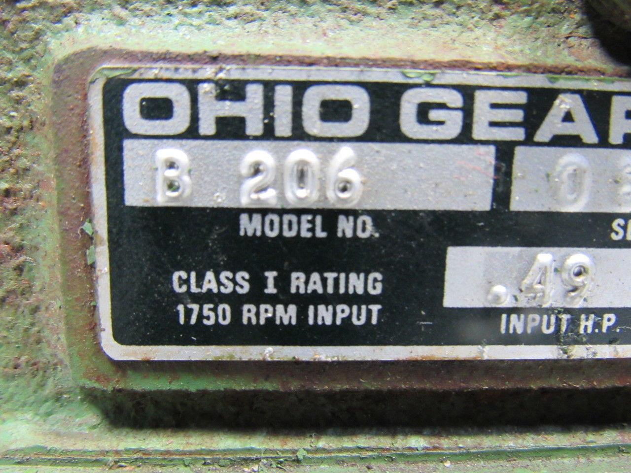 Ohio B 206 50:1 Ratio 1750RPM .49Hp Input 35RPM LH Output Gear Reducer