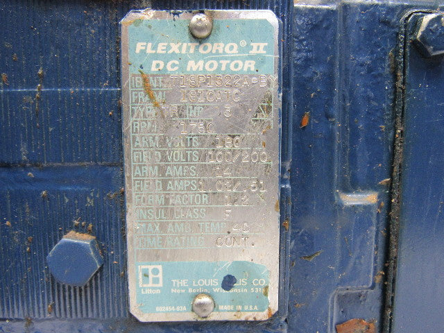 Reliance Electric T18P1322A-BY 180VDC Motor 3 Hp 1750RPM W/Tac/Gen