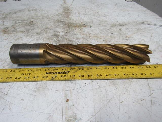 2-1/2" Tin Coated 6 Flute Twist End Mill Cutter 2-1/2" Combo Shank 12" Edge
