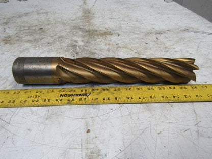 2-1/2" Tin Coated 6 Flute Twist End Mill Cutter 2-1/2" Combo Shank 12" Edge