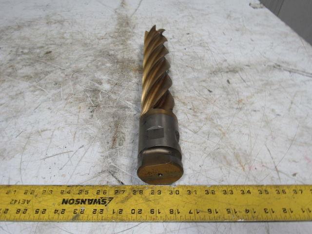 2-1/2" Tin Coated 6 Flute Twist End Mill Cutter 2-1/2" Combo Shank 12" Edge