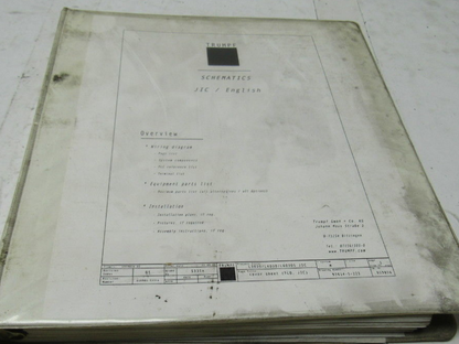 Trumpf L4030 93614-5-233 Rev 5 (JIC) Electrical Schematics Manual Book (English)