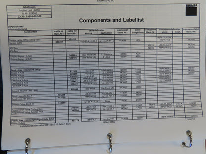 Trumpf L4030 93614-5-233 Rev 5 (JIC) Electrical Schematics Manual Book (English)