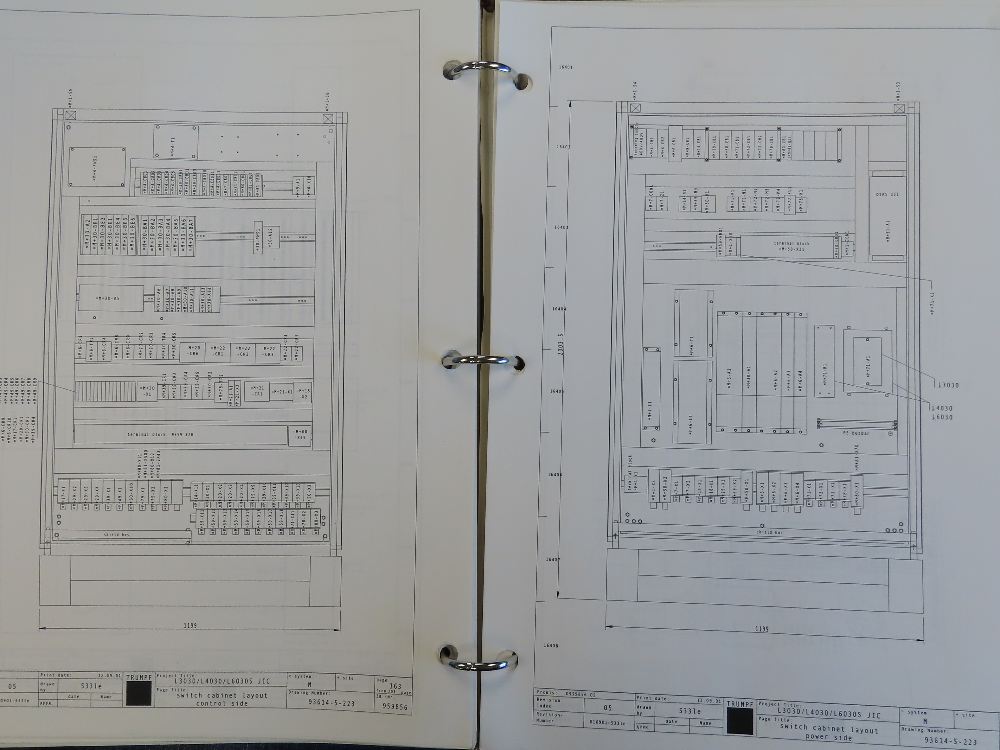 Trumpf L4030 93614-5-233 Rev 5 (JIC) Electrical Schematics Manual Book (English)