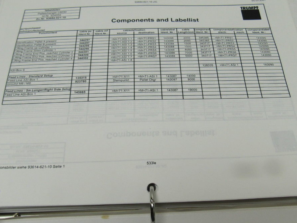 Trumpf L4030 93614-5-233 Rev 5 (JIC) Electrical Schematics Manual Book (English)