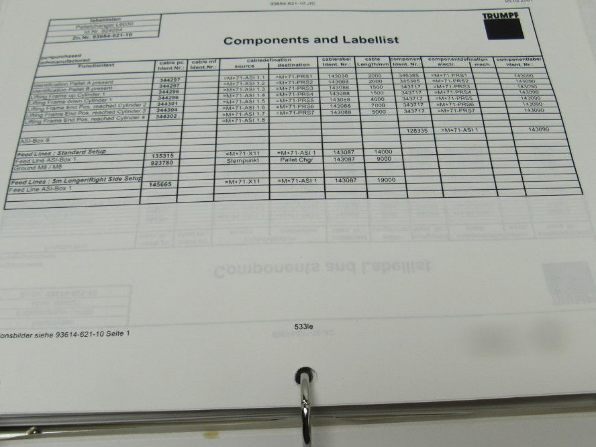 Trumpf L4030 93614-5-233 Rev 5 (JIC) Electrical Schematics Manual Book (English)