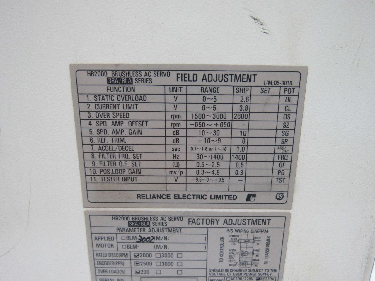 Reliance Electric HR2000/BLA AC Brushless Servo Drive