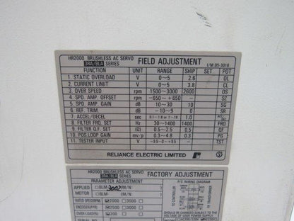 Reliance Electric HR2000/BLA AC Brushless Servo Drive