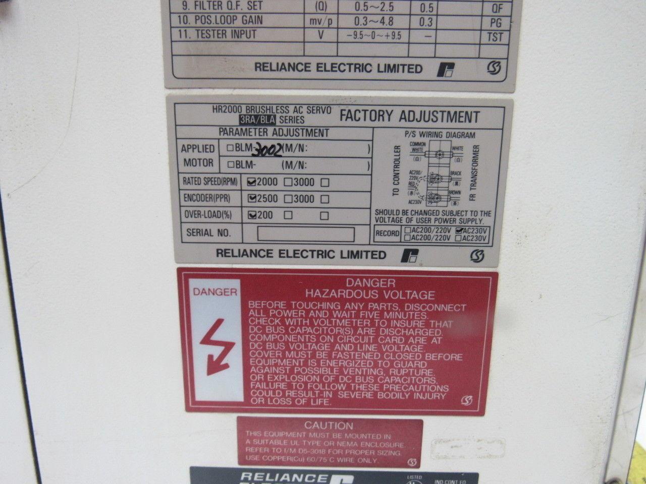 Reliance Electric HR2000/BLA AC Brushless Servo Drive
